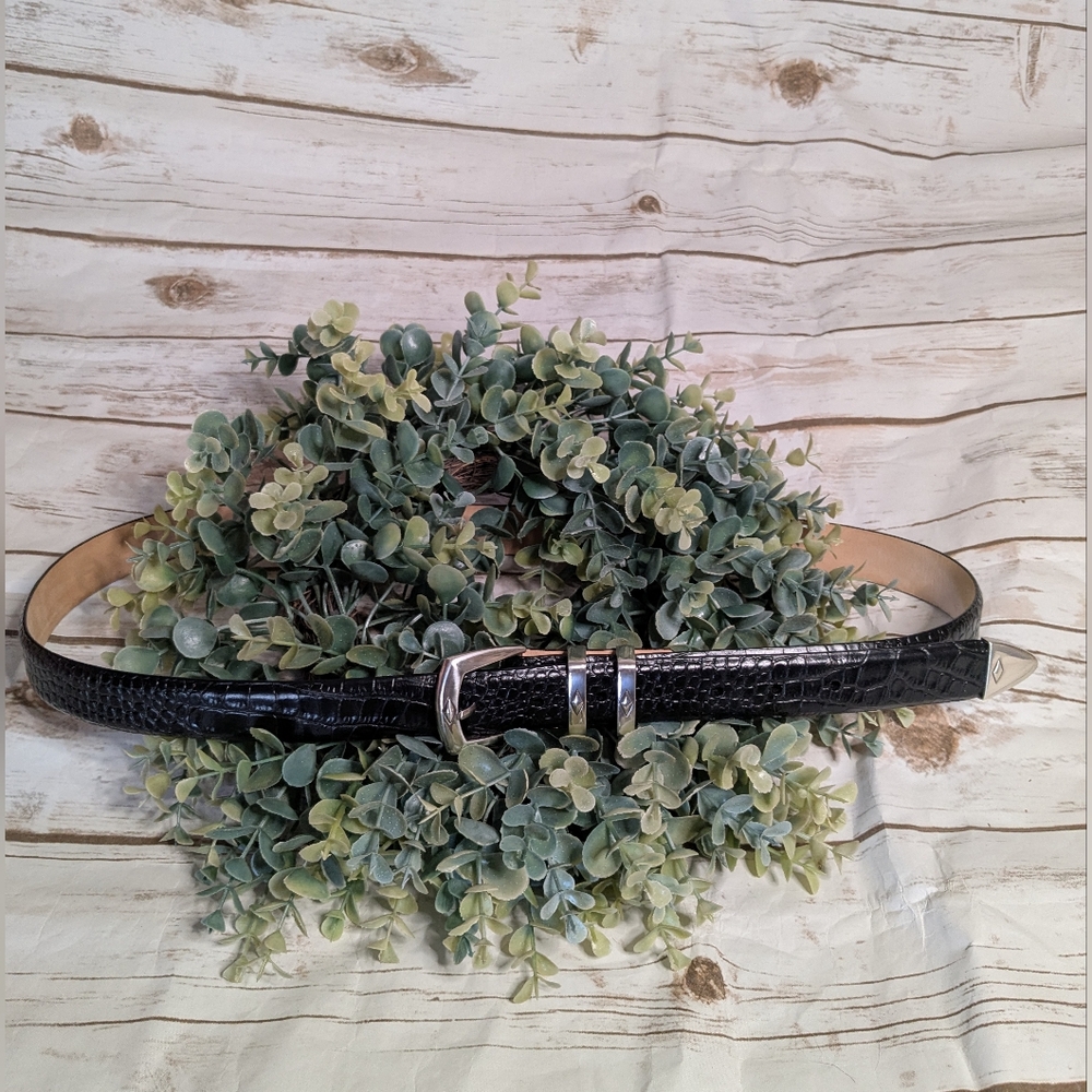 Belts.Com Calfskin Patent Leather Embossed  Black Belt